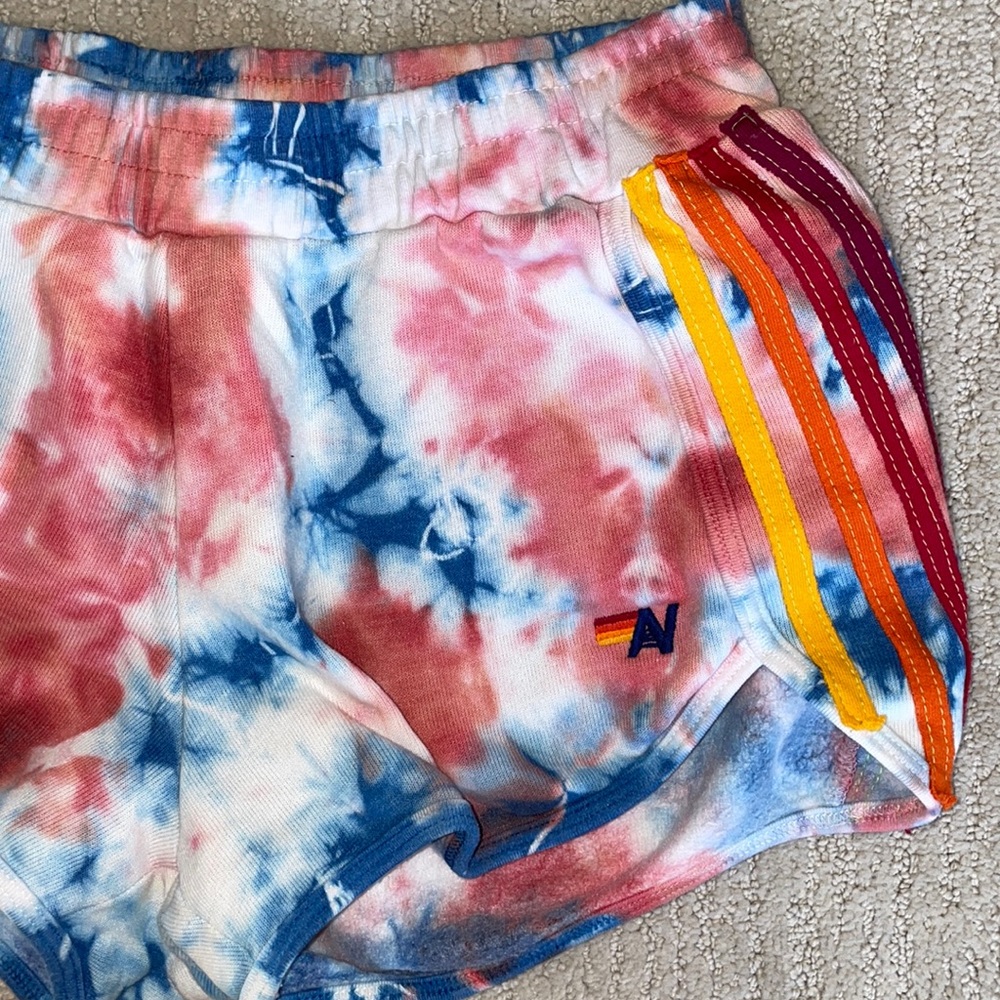 RED AND BLUE TIEDYE AVIATOR NATION SHORTS
